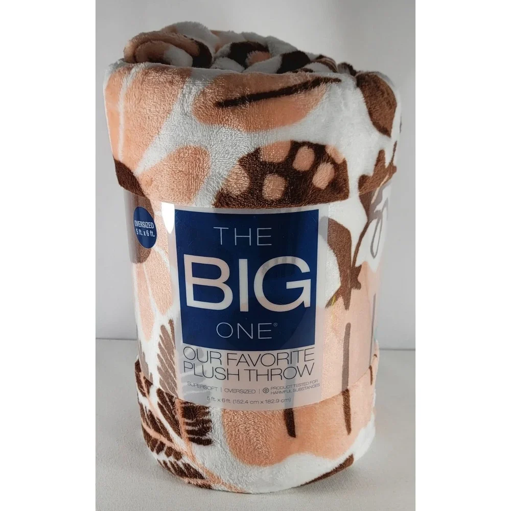 The Big One Fall Icons Oversized Fleece Throw - 5' x 6'  Acorn, Mushroom, Flower